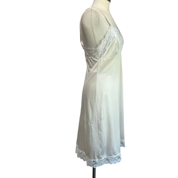 Vintage Lorraine Satin Romantic Cream Full Slip Night Gown Size Tall 36 - Picture 3 of 9